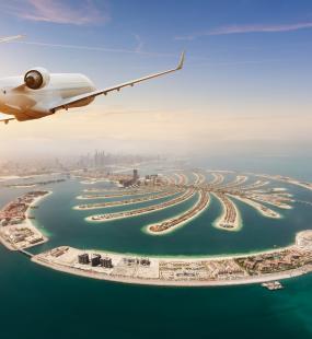 Aeroplane flying over Atlantis Palm Dubai