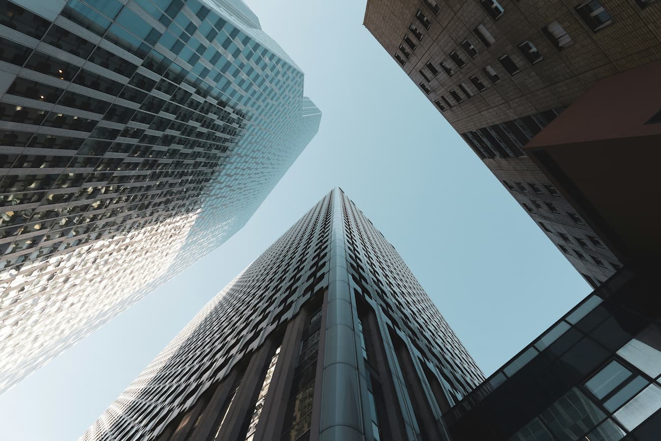 Buildings under a blue sky