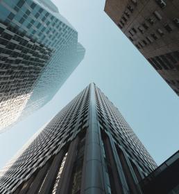 Buildings under a blue sky