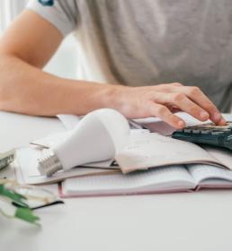 someone using a calculator