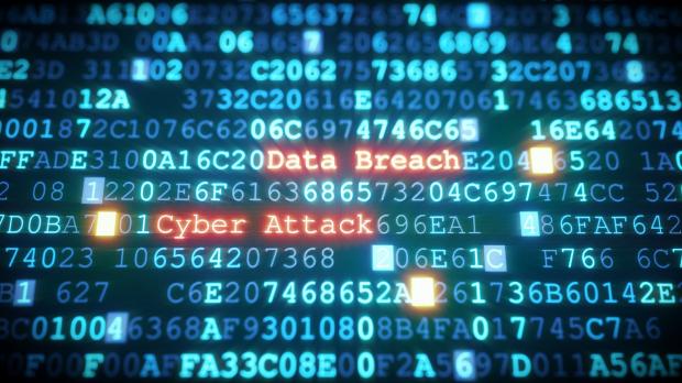 Cyber code with words Cyber Attack and Data Breach