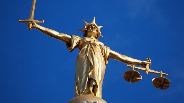 Lady Justice statue, old bailey, blue sky 