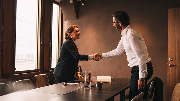 Business people shaking hands in an office