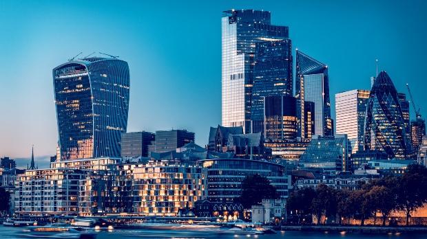 city of london at sundown