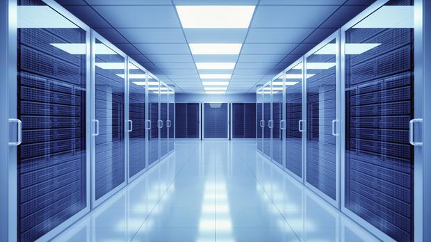 Interior of a data center. 622896088 Computer, No People, Network Server, Midsection, Connection, Futuristic, Security, Blue, In A Row, Inside Of, Technology, Indoors, 