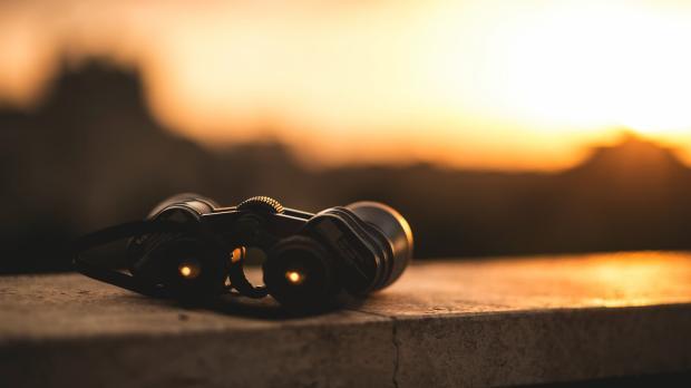 Binoculars on a wall