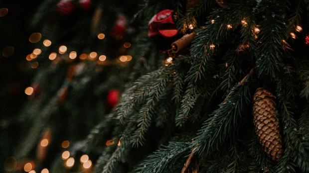 christmas tree with decorations and lights