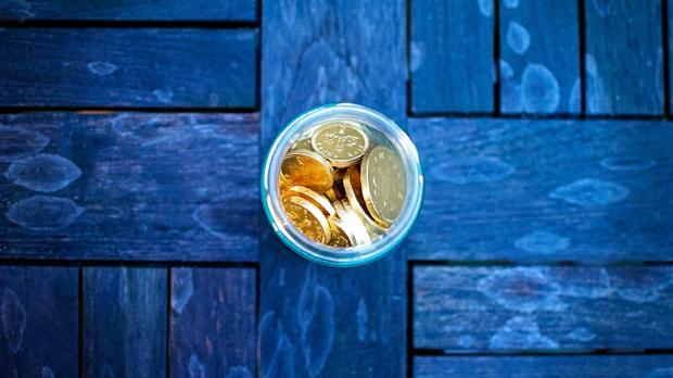 Chocolate coins in a jar