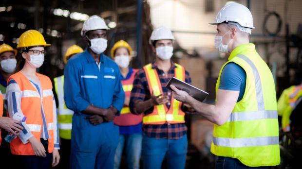 construction crew in warehouse