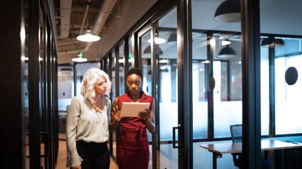 two professionals discuss