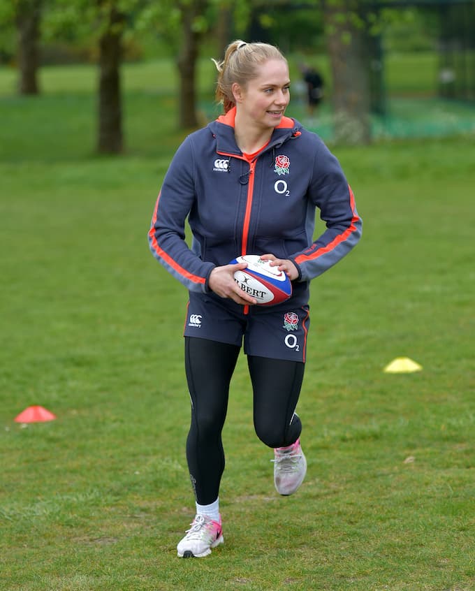 Woman rugby training