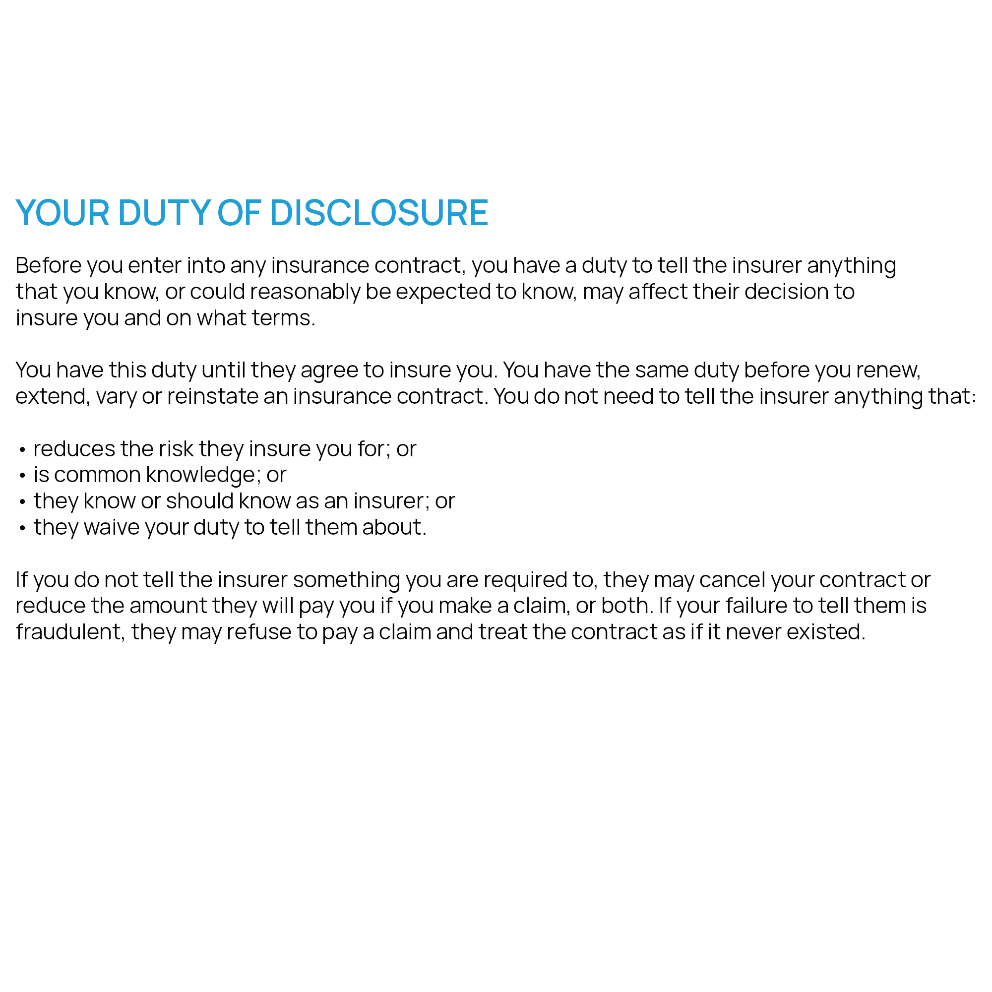 Duty of Disclosure