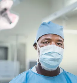 Surgeon wearing mask
