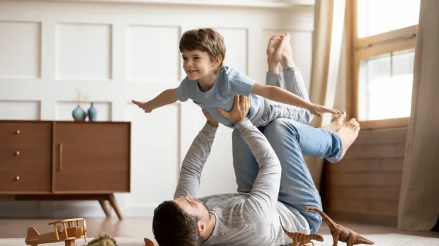 Father and son having fun