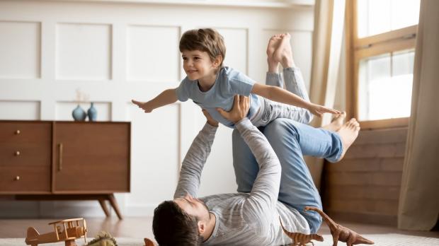 Father and son having fun