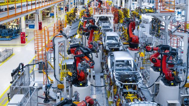 Cars on an automated production line