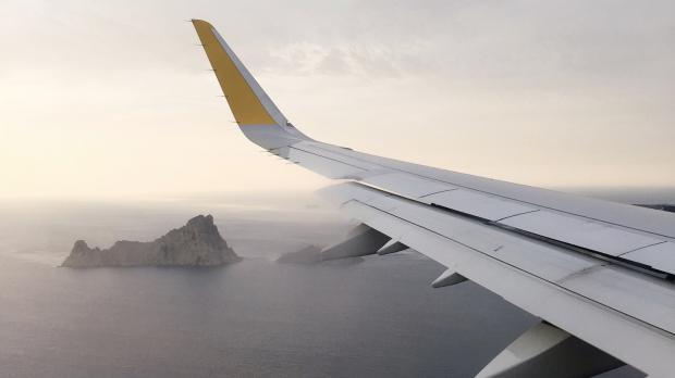 The wing of an aeroplane.