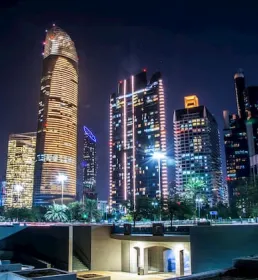 Abu Dhabi business district by night