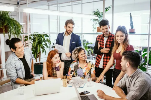 Multi-cultural, multi-racial team of colleagues