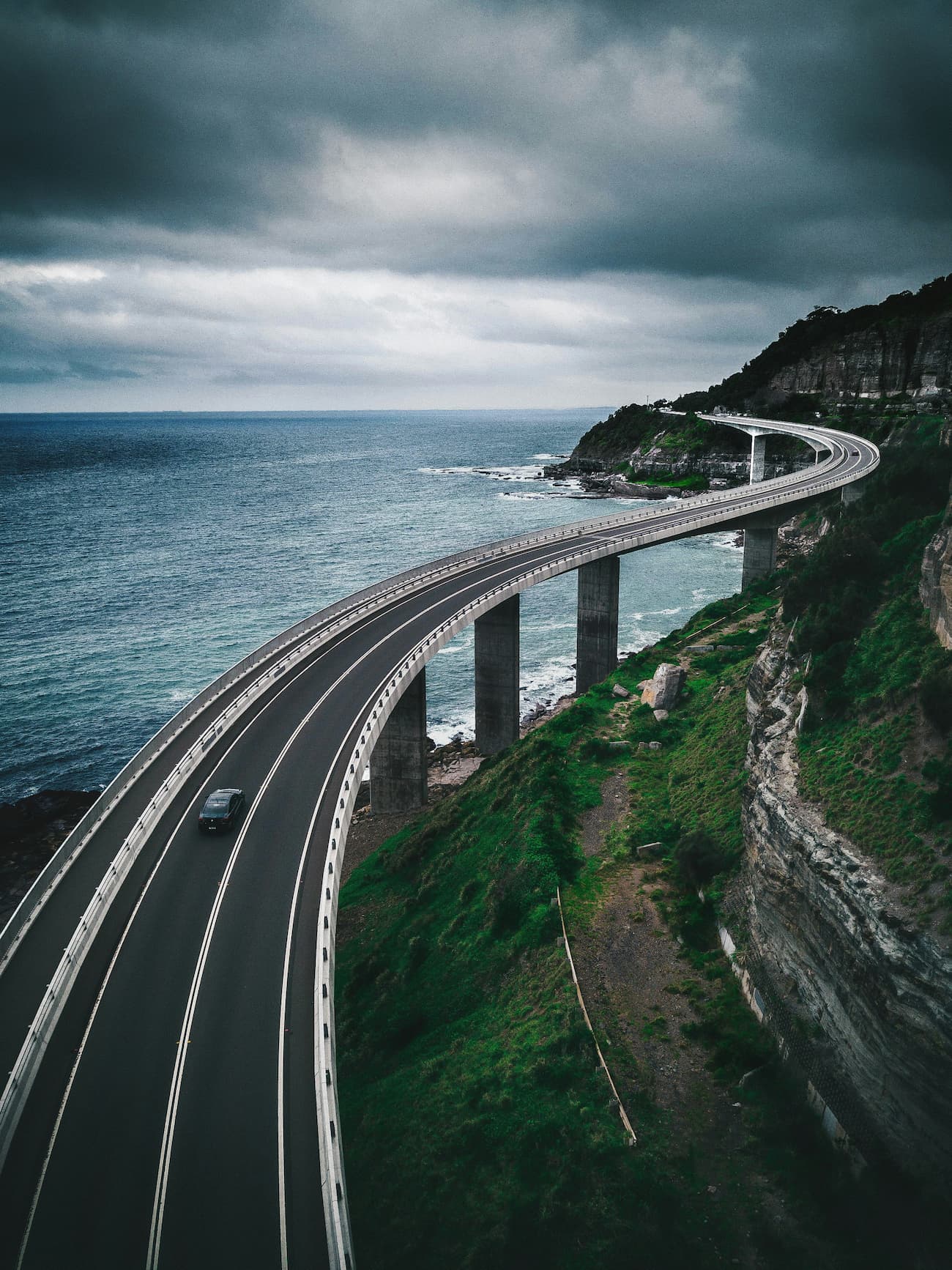 Road bridge near ocean