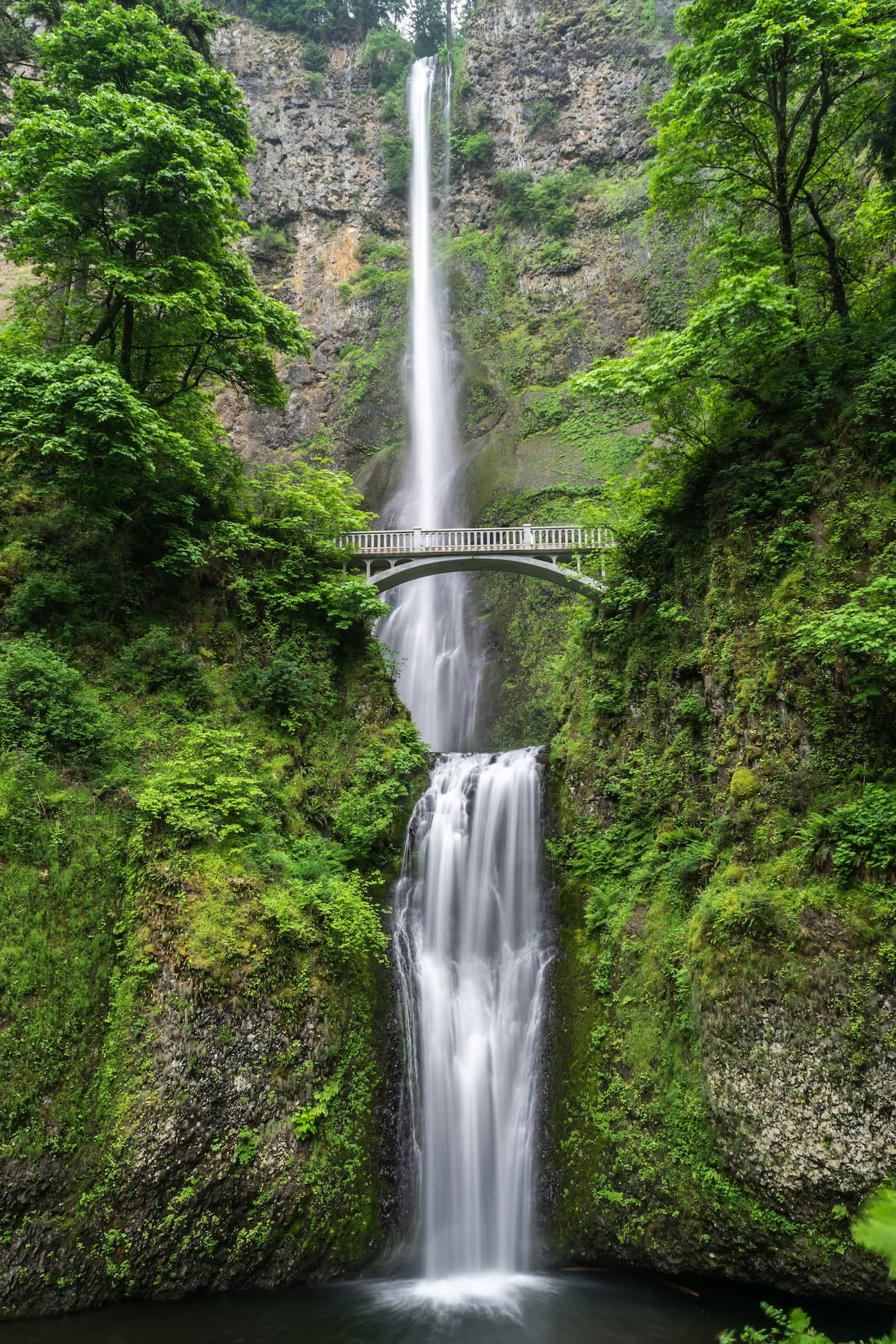 A bridge and a waterfall