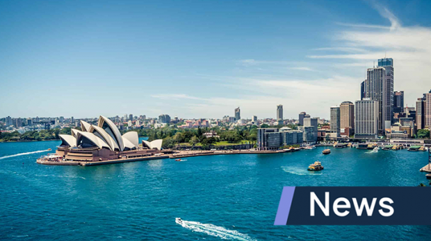 View of Sydney Opera House and quay from the harbour bridge, thumbnail