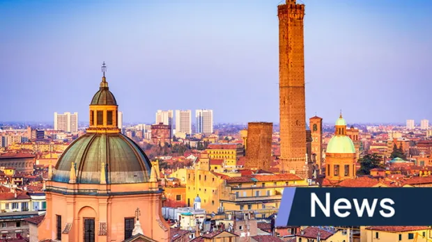 The Bologna skyline at sunset