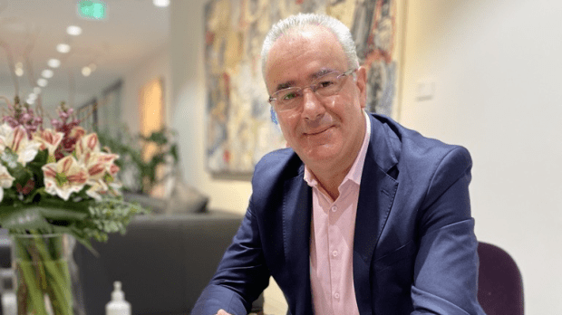 A photo of Nicolas Aubert, CEO Howden France, sitting in our London office