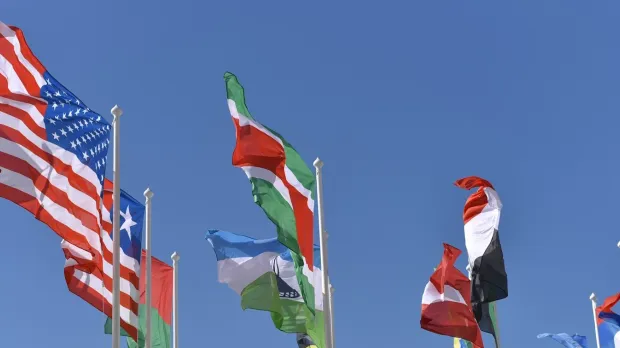 Drapeaux sous un ciel bleu Drapeaux sous un ciel bleu
