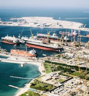 Dubai port aerial shot