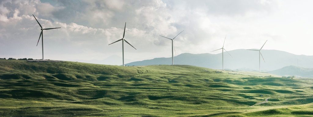 rolling hills with windturbines