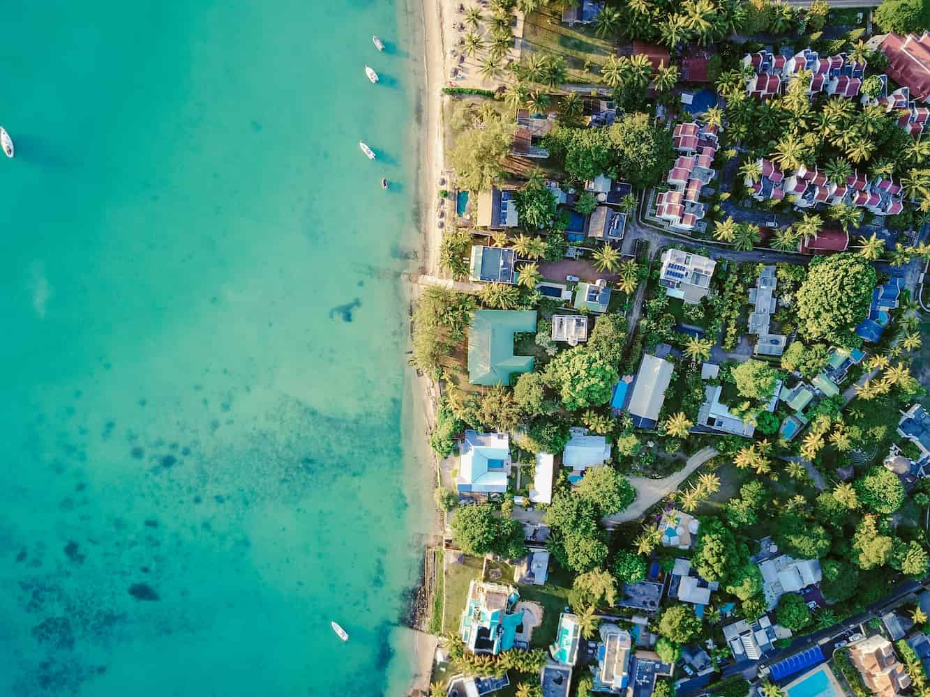 Mauritius coast overhead shot