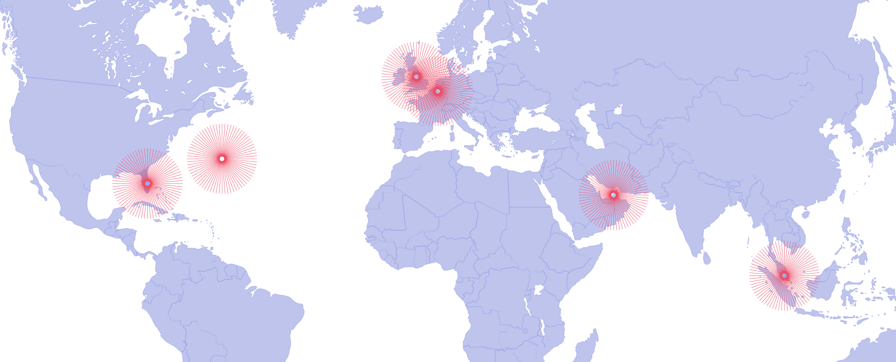 Global hubs map
