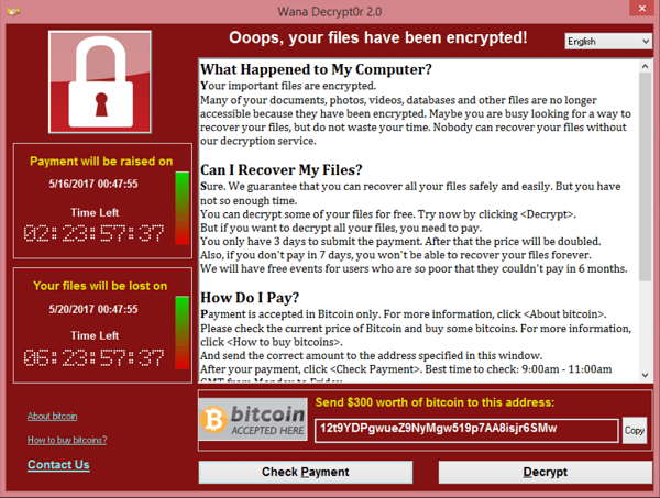 screenshot of ransomeware attack 