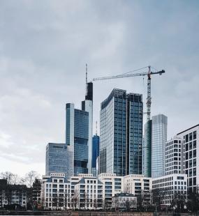 HIgh-rise office buildings with crane