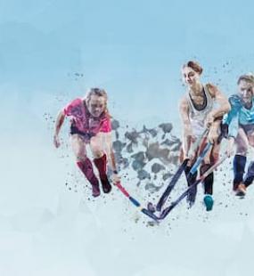 women playing hockey illustration