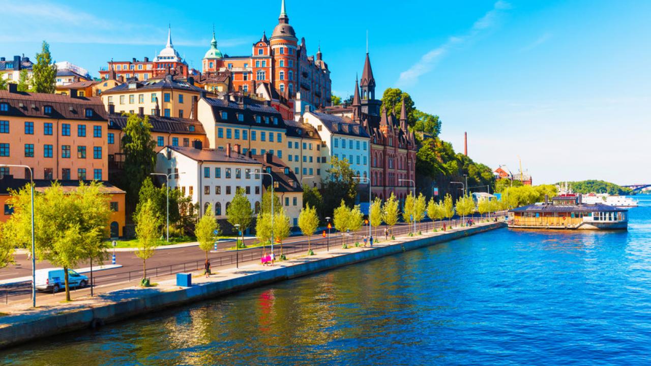 Stockholm Sweden river view blue sky