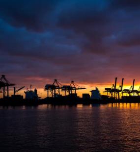 Shipyard at sunrise