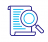 Icon of a magnifying glass over a contract