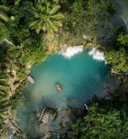 Overhead shot of beautiful lagoon in the Philippines 