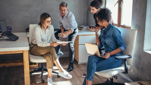 Group of business people in discussion
