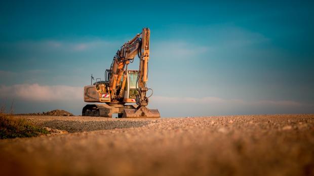 A construction vehicle at work