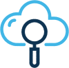 Cloud and magnifying glass icon