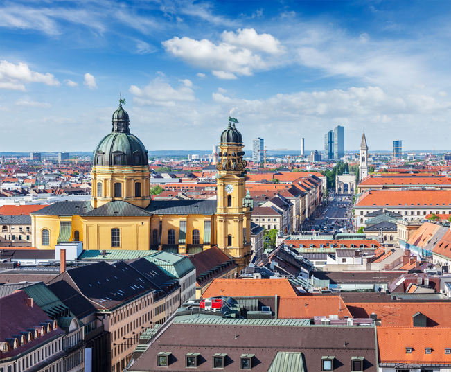 Munich skyline with Highlight Towers