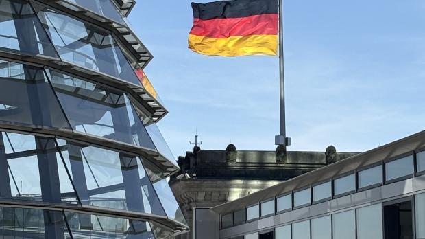 German flag on government building
