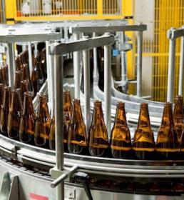 Bottles on a conveyor belt 
