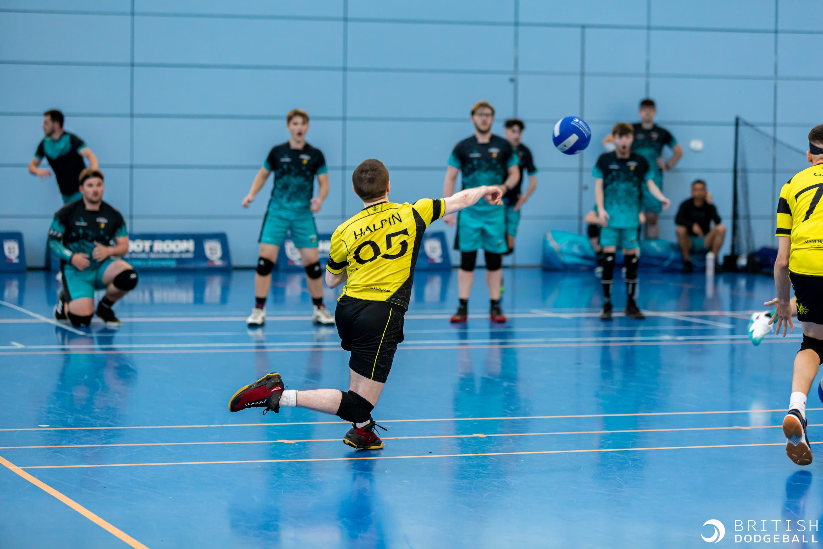 Dodgeball - men's tournament match in progress