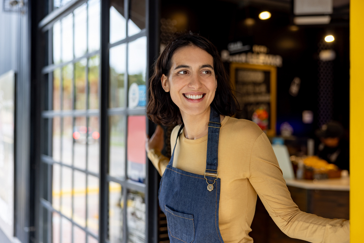 Lady outside a shop