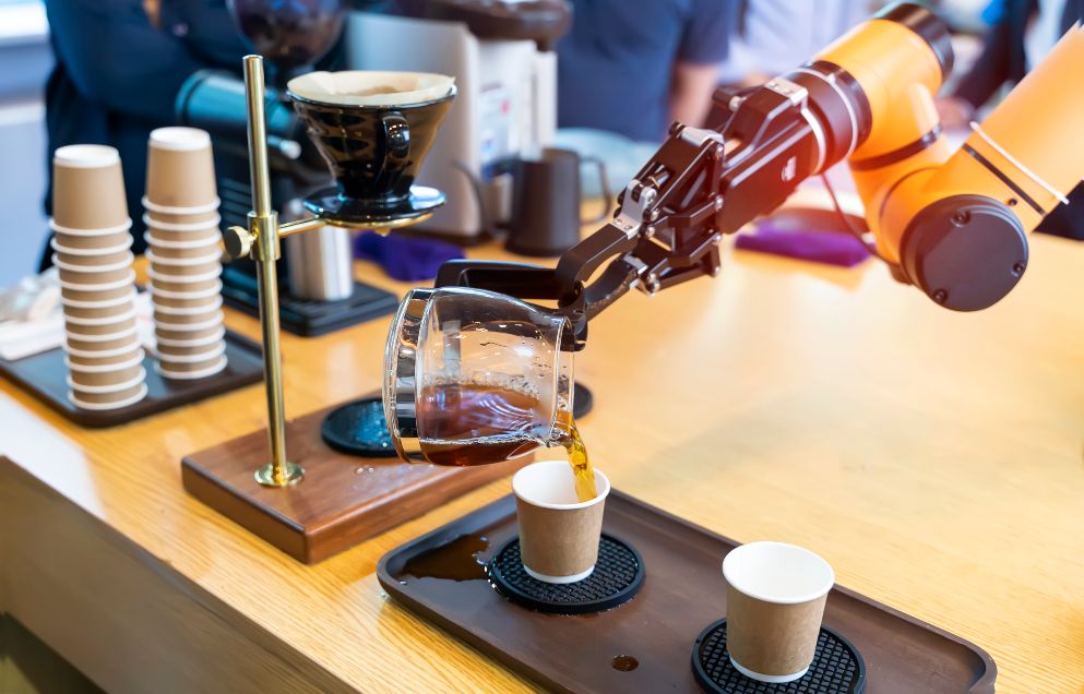 robot arm serves coffee