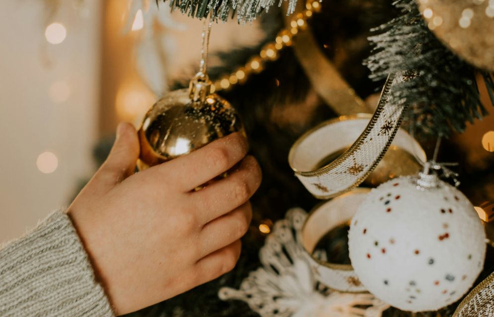 decorating a Christmas tree